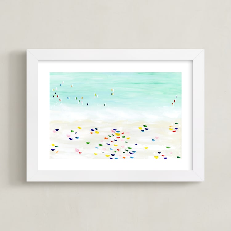"Seaside vacation" - Art Print in White by Yaling Hou Suzuki - Framed