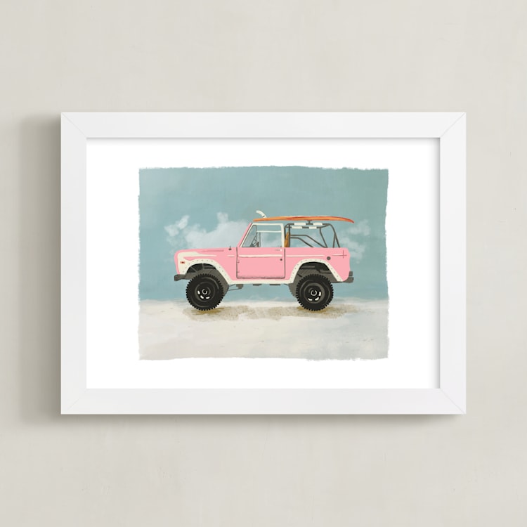 "Surf Pink" - Art Print in Coastal by Erin Kessler - Framed