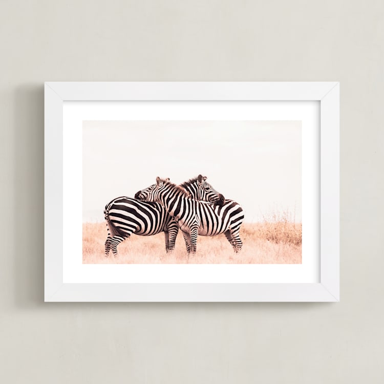 "The Embrace" - Art Print in Zebra by Lisa Sundin - Framed