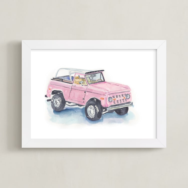 "Classic Vroom 3" - Art Print in Peony Pink by Stacey Brod - Framed