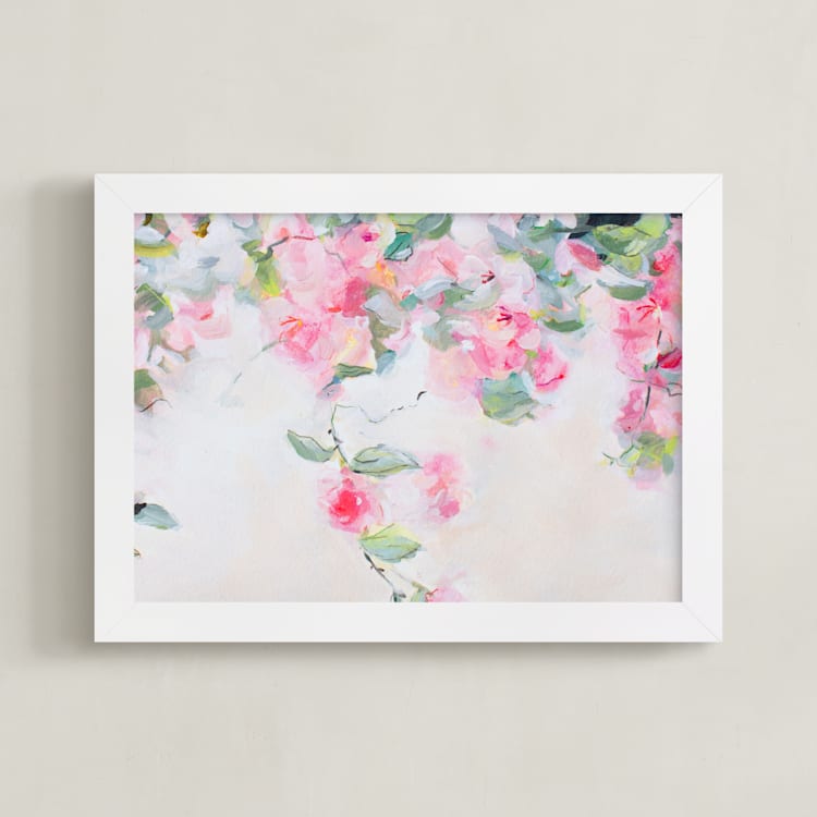 "Enchanted Garden 2" - Art Print in Floral Pink by Arohika Verma - Framed