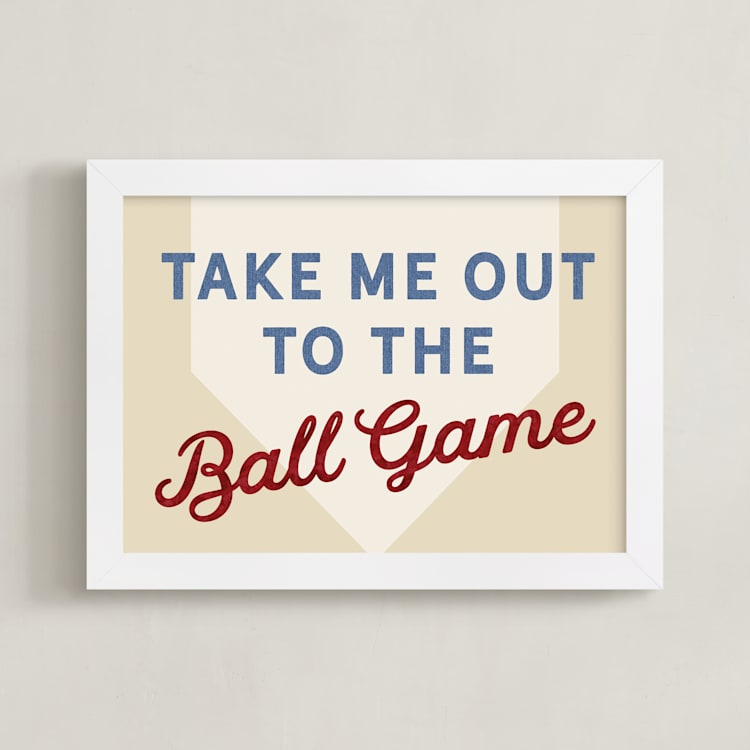 "Little Slugger Series 1" - Art Print in Beige by Pinky Diamond Studio - Framed