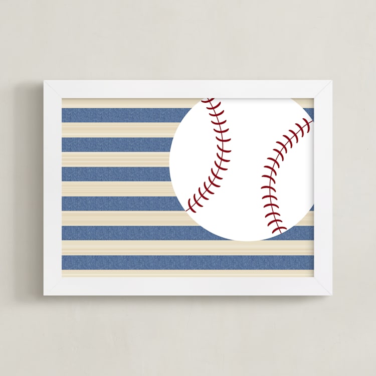 "Little Slugger Series 4" - Art Print in Denim by Pinky Diamond Studio - Framed
