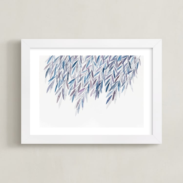 "Dreaming of Leaves" - Art Print in White by Priscilla Lee - Framed