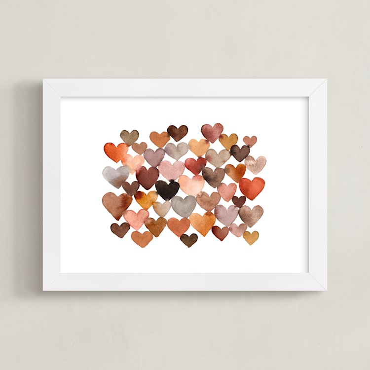 "Clay Hearts" - Art Print in Earthy by Sara Berrenson - Framed