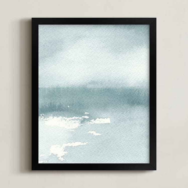 "Ice on the Lake" - Art Print in Ice Blue by Renee Anne Bouffard-McManus - Framed