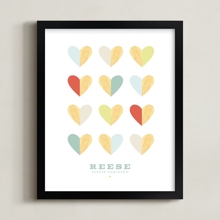 "Engrained In Our Hearts" - Personalized Art Print in Sea by Keen Peachy - Framed