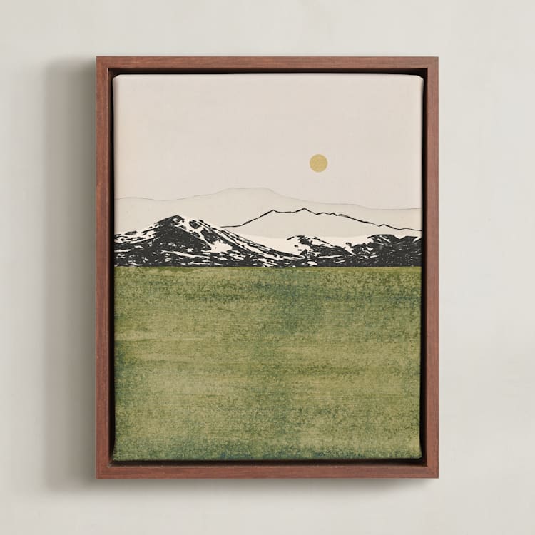 "Quiet Horizon" - Art Print in Golden Sage by Alisa Galitsyna - Framed Canvas