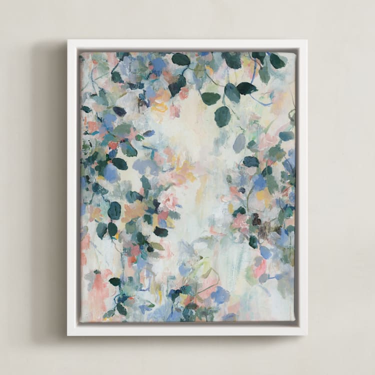 "Morning Light II" - Art Print in Fresh Blue by Sonal Nathwani - Framed Canvas