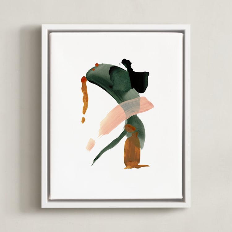 "Calm Forest No. 20" - Art Print in Forest Green by Cait Courneya - Framed Canvas