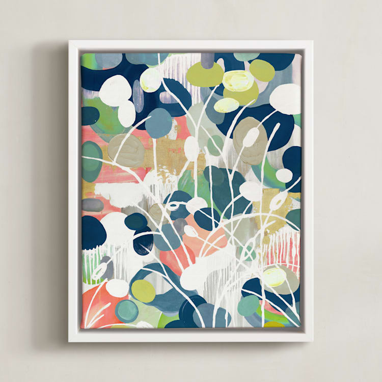 "Summer Rising" - Art Print in Slate Blue by Nancy Ramirez - Framed Canvas