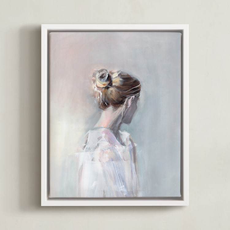 "Linger" - Art Print in soft pastel by Sarah McInroe - Framed Canvas