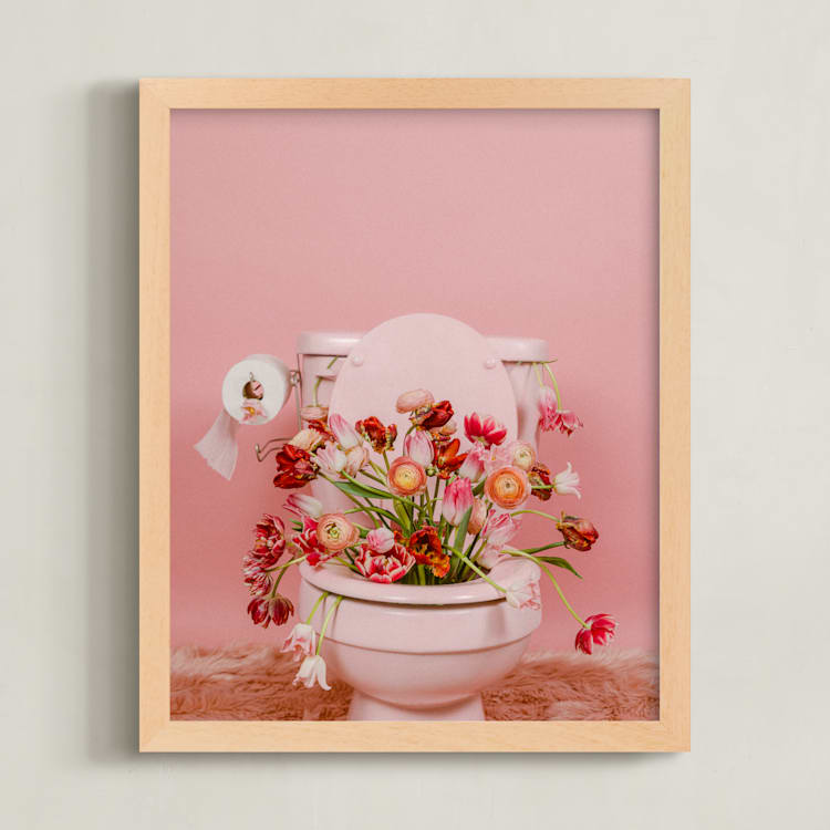"Fertile Blooms" - Art Print in Tulip Field Pink by Theresa Bear - Framed