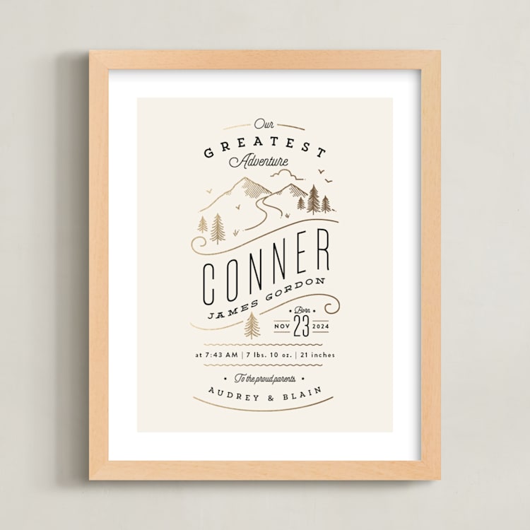 "Greatest Journey" - Personalized Foil-Pressed Art Print in Ivory by Jennifer Wick - Framed