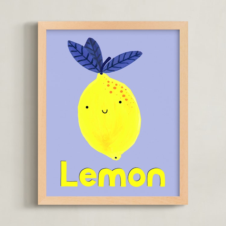 "My Fruity Family I" - Art Print in Light Purple by Marta Crea - Framed