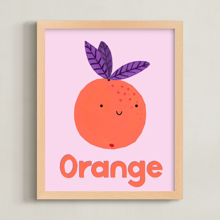"My Fruity Family II" - Art Print in Light Pink by Marta Crea - Framed