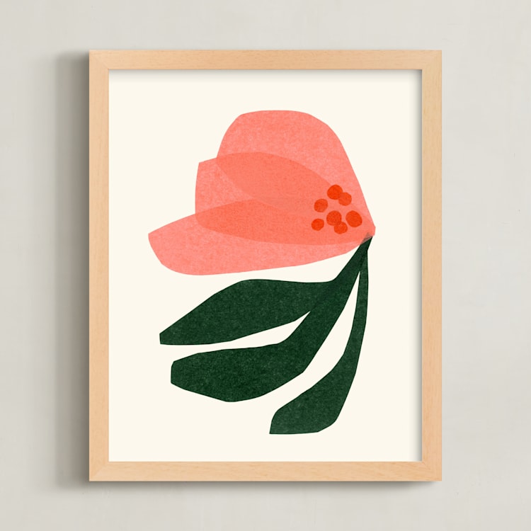 "Dancing Florals 3" - Art Print in Flamingo by Carrie Moradi - Framed