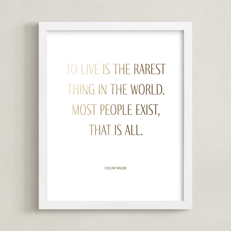 "Custom Quotes" - Custom Foil Print in Gold by Minted - Framed