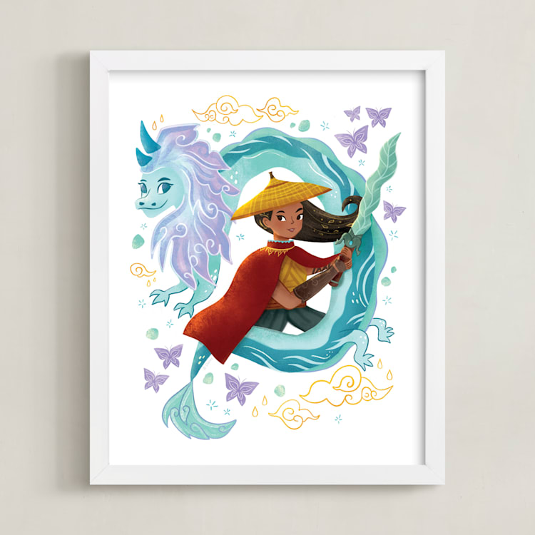 "Warrior Princess Raya" - Art Print in Water Dragon by curiouszhi - Framed