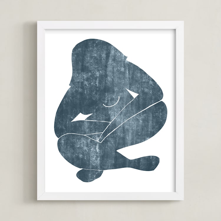 "She Was Home" - Art Print in Navy by Naava Katz - Framed