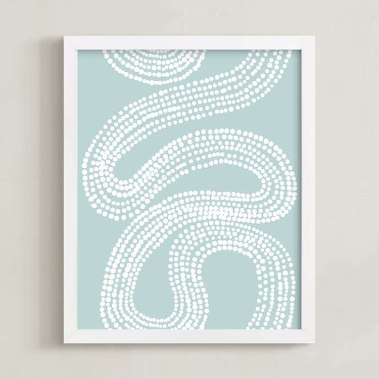 "River of Dots" - Art Print in light blue by Jorey Hurley - Framed
