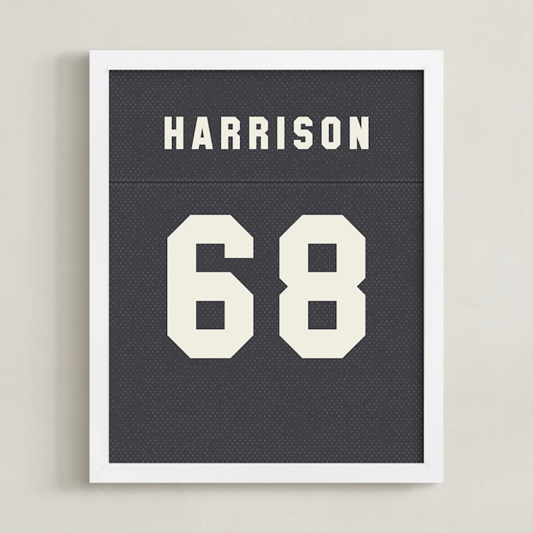 "Game Day" - Personalized Art Print in Navy Blue by taylorVdesign - Framed