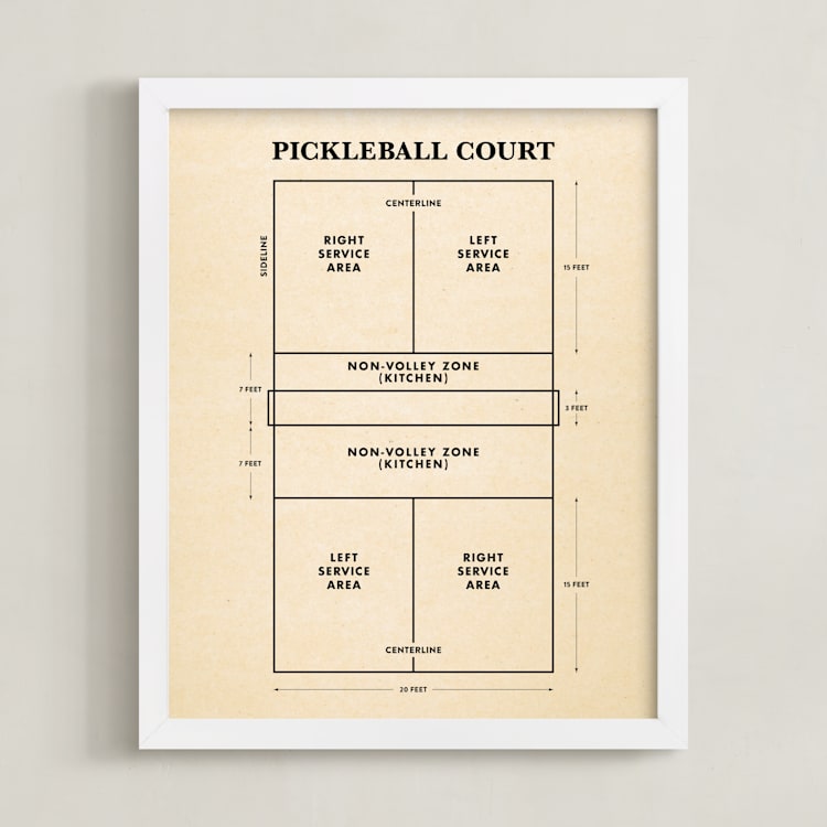 "Pickleball Posters 1" - Art Print in Backhand Black by Jayne Alfieri - Framed