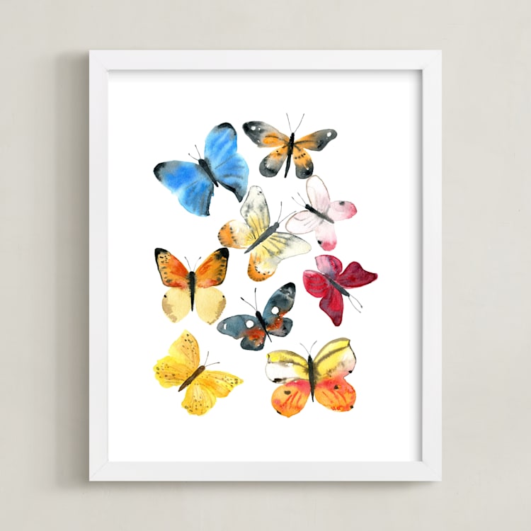 "Watercolor butterflies" - Art Print in Monarch by Alexandra Dzh - Framed