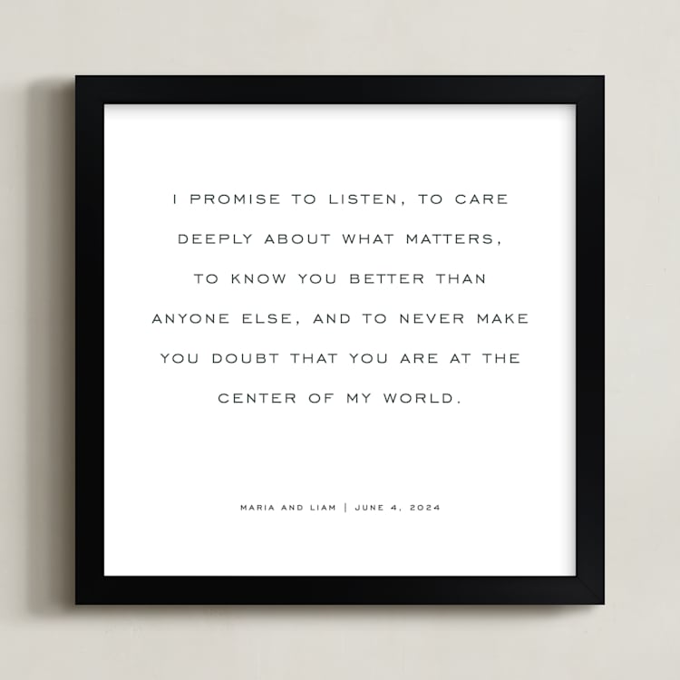 "Your Vows: Square Orientation Custom Print " - Custom Print in Deep Gray by Minted - Framed