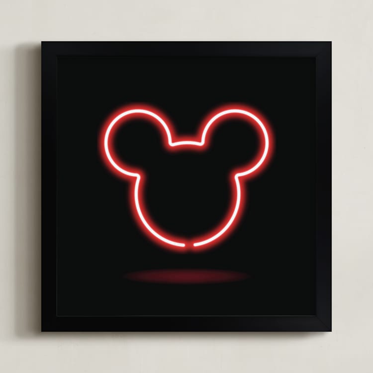 "Late Night Disney Mickey Mouse" - Art Print in Black by Kennedi Shaw - Framed