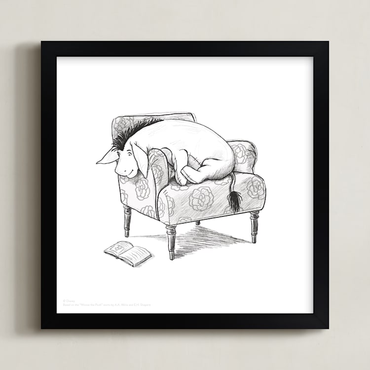 "Eeyore Lounging | Winnie The Pooh" - Art Print in White by Stefanie Lane - Framed