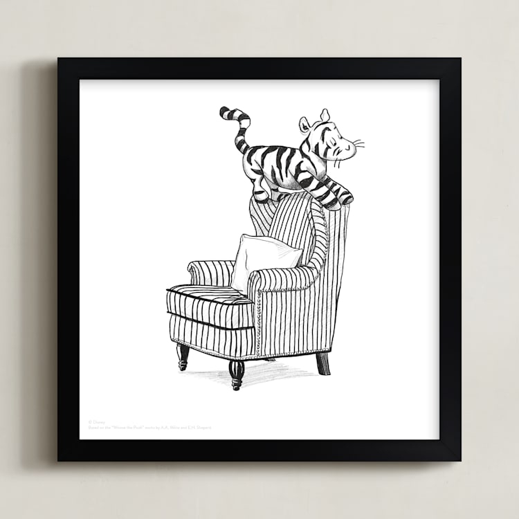 "Tigger Lounging | Winnie The Pooh" - Art Print in White by Stefanie Lane - Framed