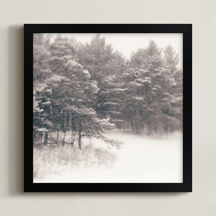 "Play on a Winters Day 1" - Art Print in Warm Taupe Gray by Jacquelyn Sloane Siklos - Framed