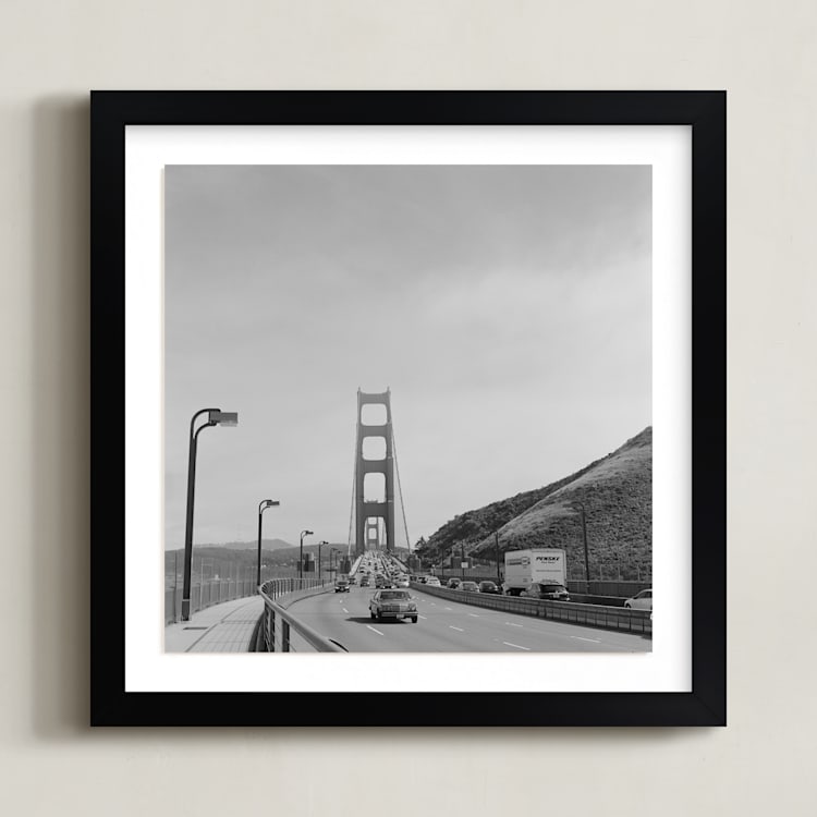 "Golden Gate Bridge" - Art Print in Black and White by Austin Warnock - Framed