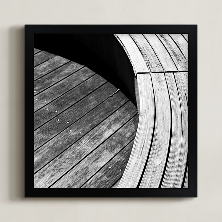"Curve Bench Geometric IIII" - Art Print in tonal grey by Van Tsao - Framed