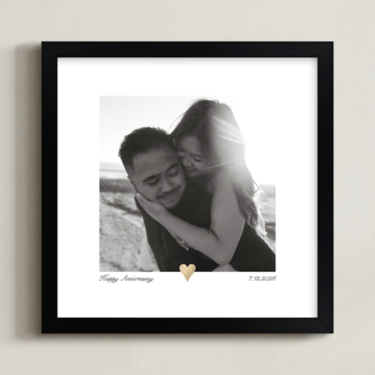 "With a Heart: Square Foil Framed Photo" - Foil Framed Photo in Gold by Laura Hamm - Framed