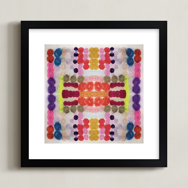 "Dippin Dot Squared No 3" - Art Print in Cobalt Blue by HAPI ART - Framed