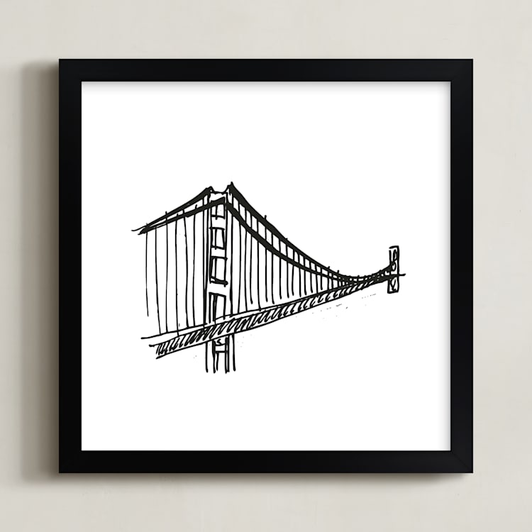"Gracious Golden Gate Bridge" - Art Print in Black and White by Phrosné Barwood - Framed