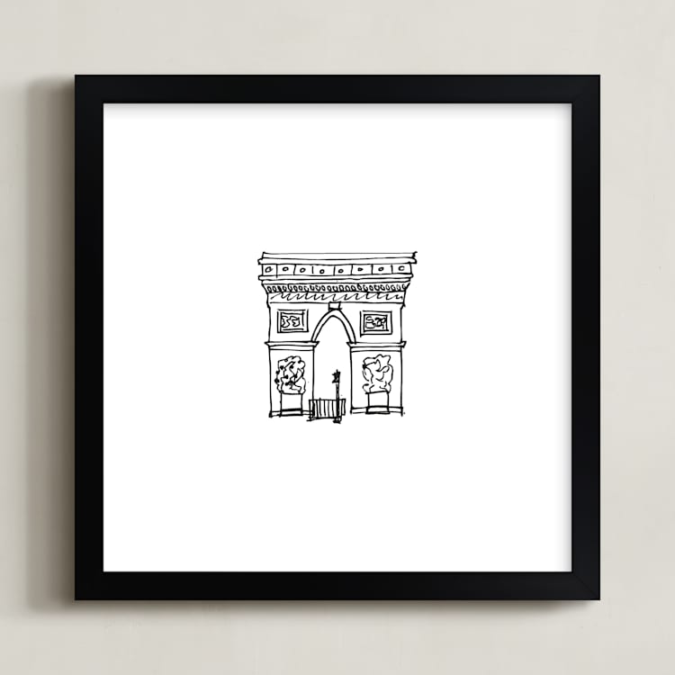"The Arc de Triomphe Paris" - Art Print in Black and White by Phrosné Barwood - Framed