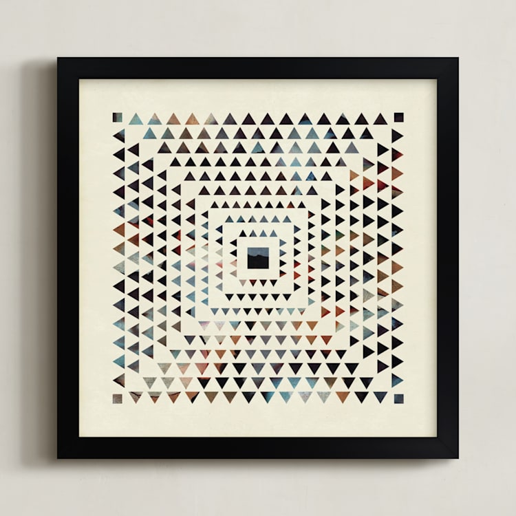 "Angled Rays" - Art Print in Sand by Jennifer Morehead - Framed