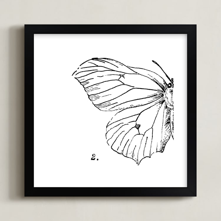 "Moth No. 2" - Art Print in Jet Black by Mere Paper - Framed