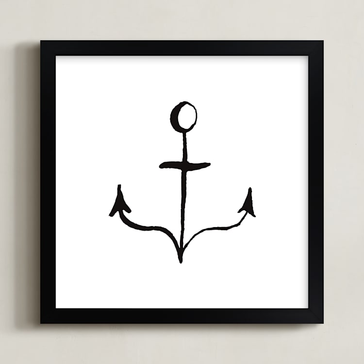 "Anchor in Ink" - Art Print in Black by Two if by Sea Studios - Framed