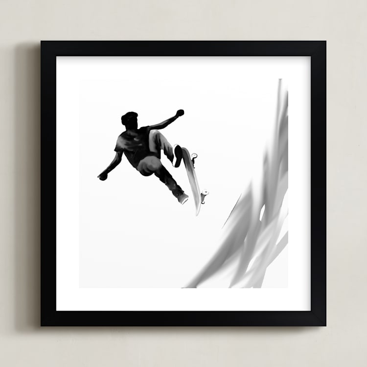"Skate 2" - Art Print in Charcoal by Amy Hall - Framed