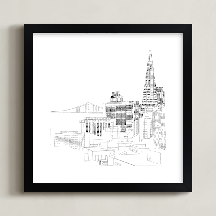 "San Francisco" - Art Print in Jet black by Neeta Sawhney - Framed