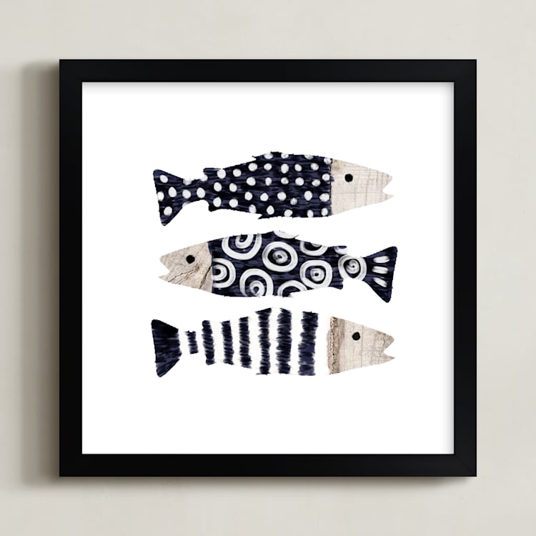 "Wooden Fishes" - Art Print in Lake by iamtanya - Framed