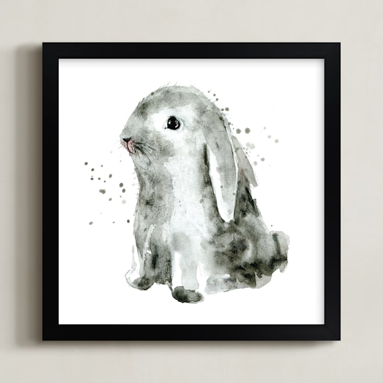 "Bunny1" - Art Print in Cottontail by Lulaloo - Framed