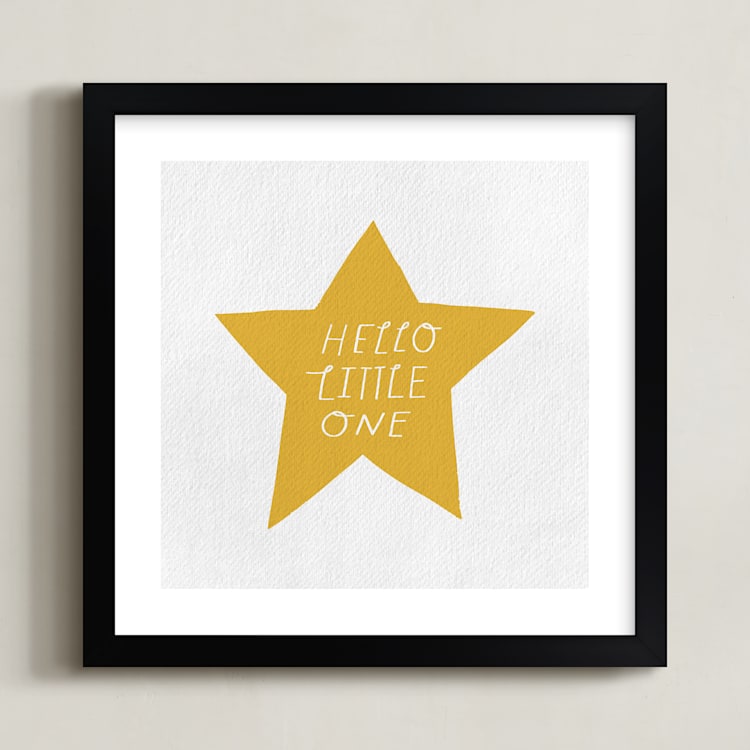 "Hello Little One" - Art Print in Mustard by Little Miss Missy - Framed