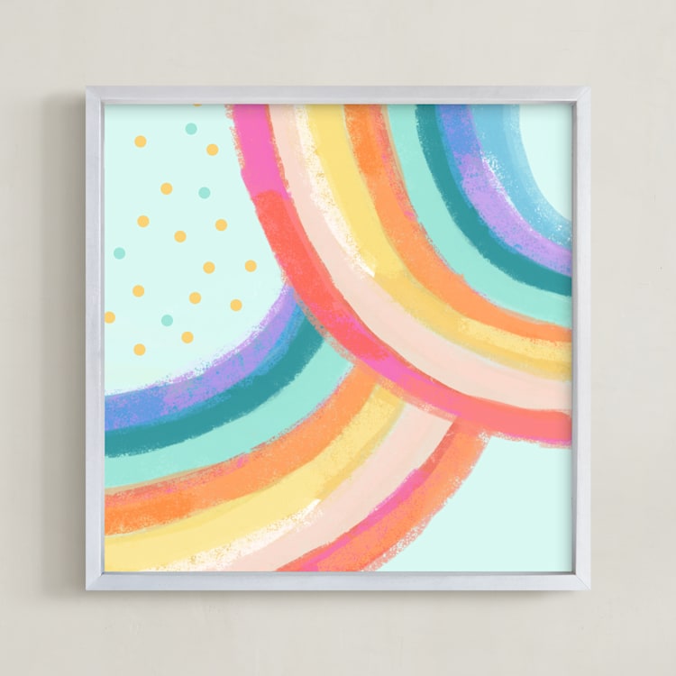 "Ventura Rainbow ll" - Art Print in Rainbow Mint by AlisonJerry - Framed