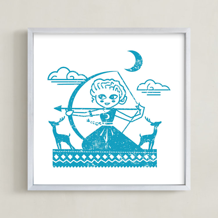 "Diana" - Art Print in Blue by Susie Allen - Framed