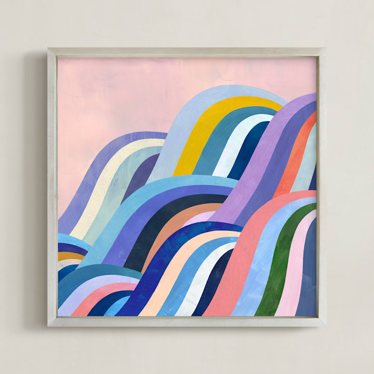 "Cascades" - Art Print in Powder Pink by melanie mikecz - Framed